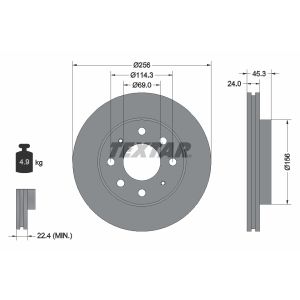 Disque de frein TEXTAR 92103903 avant, ventilé, 1 pièce