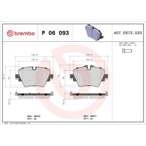 Conjunto de pastilhas de travão BREMBO P 06 093, Frente