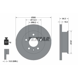 Disque de frein TEXTAR 92055900, avant, plein, 1 pièce