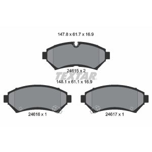 Kit de plaquettes de frein, frein à disque TEXTAR 2461501, Avant