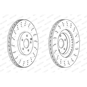 Remschijf FERODO DDF1650C-1 voorkant, geventileerd, geperforeerd, 1 Stuk