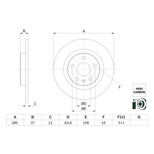 Disque de frein BOSCH 0 986 479 F41 à l'arrière, plein, hautement carbonisé, 1 pièce