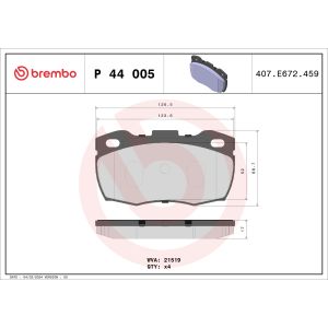 Bremsbelagsatz, Scheibenbremse BREMBO P 44 005