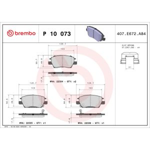 Bremsbelagsatz, Scheibenbremse BREMBO P 10 073
