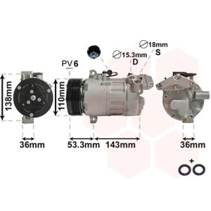 Compresor, aire acondicionado VAN WEZEL 0600K321