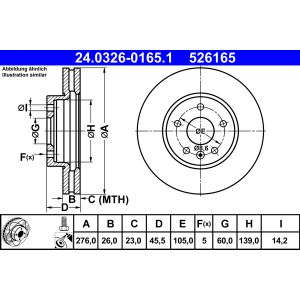 Disco de freno ATE 24.0326-0165.1 vorne, ranurado, ventilado , 1 Pieza