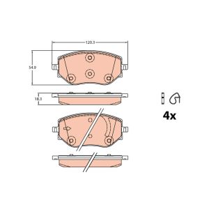 Conjunto de pastilhas de travão TRW GDB2324, frente