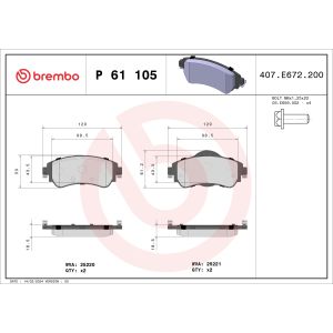 Bremsbelagsatz BREMBO P 61 105, Vorne