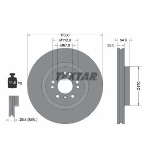 Disco de travão TEXTAR 92150605 frente, ventilado, altamente carbonizado, 1 Peça