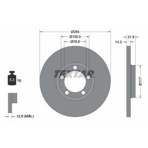 Disque de frein TEXTAR 92037900 avant, plein, 1 pièce