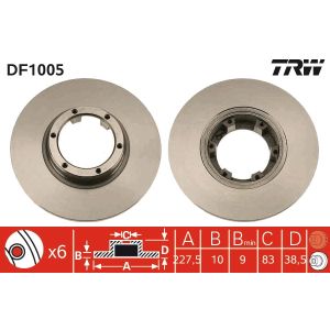 Disco de freno TRW DF1005 delantero, macizo, 1 Pieza