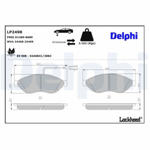 Bromsbeläggssats DELPHI LP2498, fram