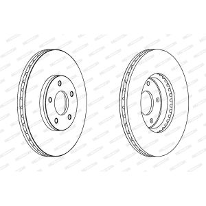 Remschijf FERODO DDF1478C-1 voorkant, geventileerd, 1 Stuk