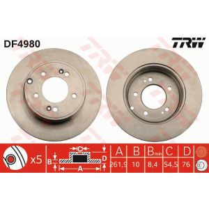 Remschijf TRW DF4980 terug, compleet, 1 stuk