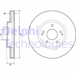 Dischi freno DELPHI BG4809C anteriore, ventilato, 2 pezzo