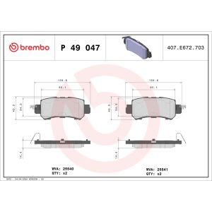 Conjunto de pastilhas de travão BREMBO P 49 047, atrás
