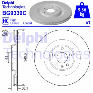 Disco de freno DELPHI BG9339C hinten, ventilado , altamente carbonizado, 1 Pieza