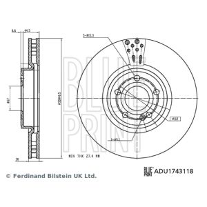 Bremsscheibe BLUE PRINT ADU1743118 vorne, belüftet, 1 Stück