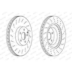 Remschijf FERODO DDF1639C-1 voorkant, geventileerd, geperforeerd, 1 Stuk