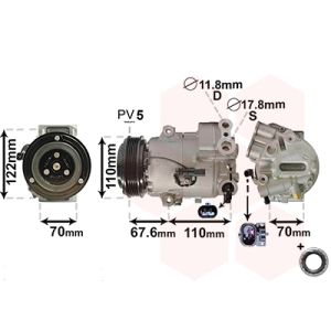 Compresor, aire acondicionado VAN WEZEL 3700K606