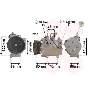 Compresor, aire acondicionado VAN WEZEL 5200K125