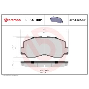 Levyjarrun jarrupalasarja BREMBO P 54 002