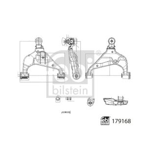 Draagarm, wielophanging FEBI BILSTEIN 179168 Vooras, links, Onder