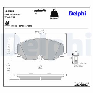 Bremsbelagsatz DELPHI LP3543, Vorne