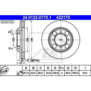 Bremsscheibe ATE 24.0122-0170.1 vorne, belüftet, 1 Stück