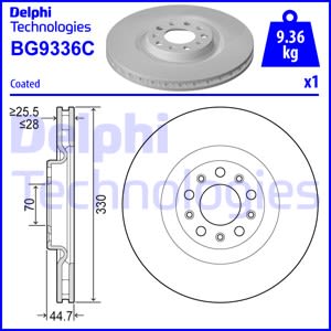 Bremsscheibe DELPHI BG9336C vorne, belüftet, 1 Stück