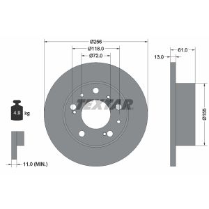 Disco freno TEXTAR 92027100 anteriore, completo, 1 pezzo