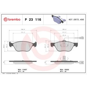 Levyjarrun jarrupalasarja BREMBO P 23 116