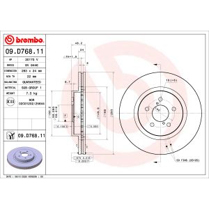 Disco freno BREMBO 09D76811 anteriore, ventilato, 1 pezzo