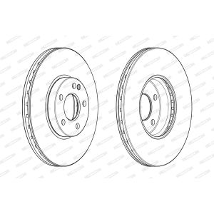 Remschijf FERODO DDF2334C-1 voorkant, geventileerd, 1 stuk