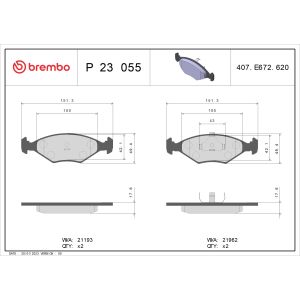 Bremsbelagsatz, Scheibenbremse BREMBO P 23 055