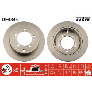 Jarrulevy TRW DF4845 takana, täysi, 1 kpl