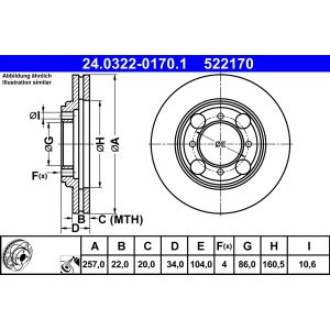 Jarrulevy ATE Power Disc 24.0322-0170.1, 1 kpl