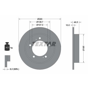 Disco freno TEXTAR 92066003 anteriore, completo, 1 pezzo