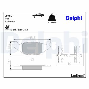 Bremsbelagsatz, Scheibenbremse DELPHI LP760