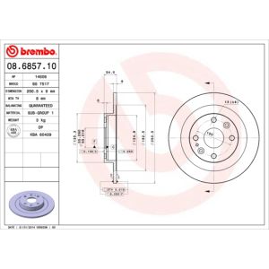 Jarrulevy, full BREMBO 08.6857.10, Takana, 1 kpl