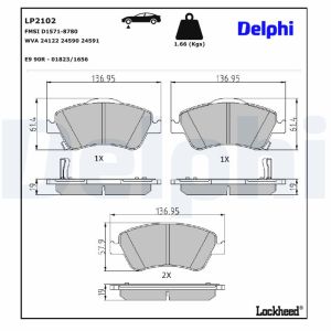 LP2102 DELPHI 24122 Kit pastiglie freni con segnalatore