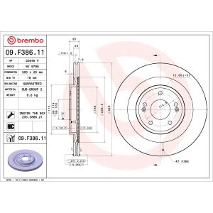 Disco de travão BREMBO 09.F386.11, 1 Peça