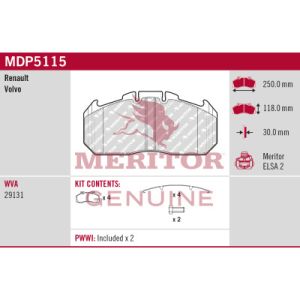 Remblokkenset, schijfrem MERITOR MDP5115