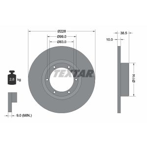 Disco freno TEXTAR 92009200 anteriore, completo, 1 pezzo