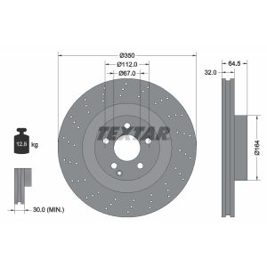 Disco freno TEXTAR 92176405 anteriore, ventilato, perforato, 1 pezzo