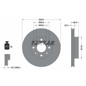 Disque de frein TEXTAR 92090300 avant, ventilé, 1 Stück