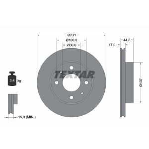 Disco de travão TEXTAR 92179103 frente, ventilado, 1 Peça