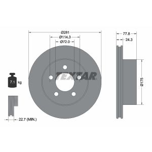 Disco freno TEXTAR 92186803 anteriore, ventilato, 1 pezzo