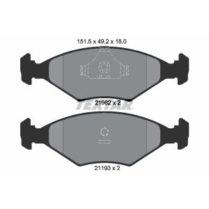 Jeu de plaquettes de frein à disque TEXTAR 2196201, Avant