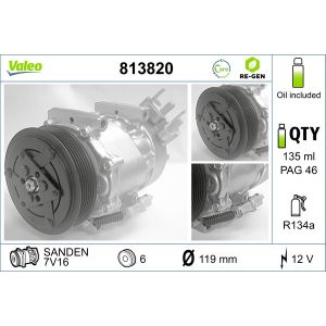 Compresseur de climatisation VALEO 813820